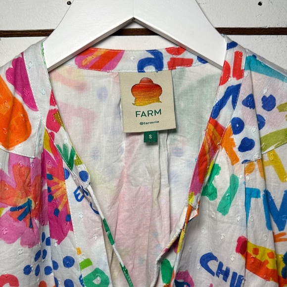 Farm Rio Anthropologie White Good Vibes Mini Dress - Picture 2 of 11